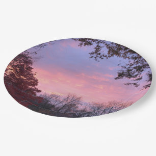 Prato De Papel Belo Sunset Sobre Árvores