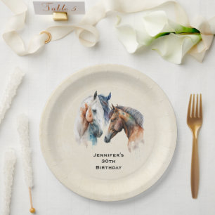 Prato De Papel Belos Cavalos do Estilo Boho Ocidental Aniversário