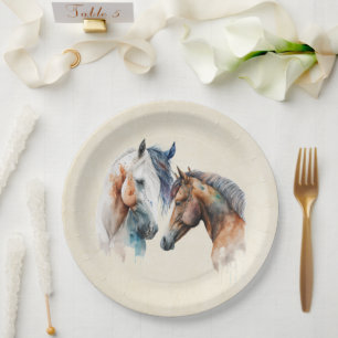 Prato De Papel Belos Cavalos Estilo Boho Ocidental