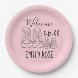 Prato De Papel BEM-VINDO, Calçados-Bebê Chá-Rosa