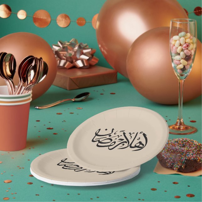 Prato De Papel Bem-vindo Ramadan Caligrafia Árabe Thuluth  (Múltiplo)