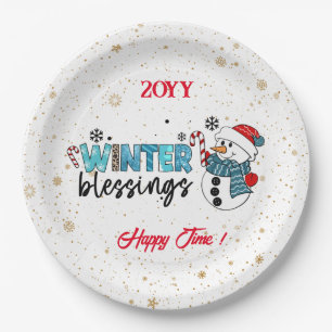 Prato De Papel Bênçãos do inverno Personalizam