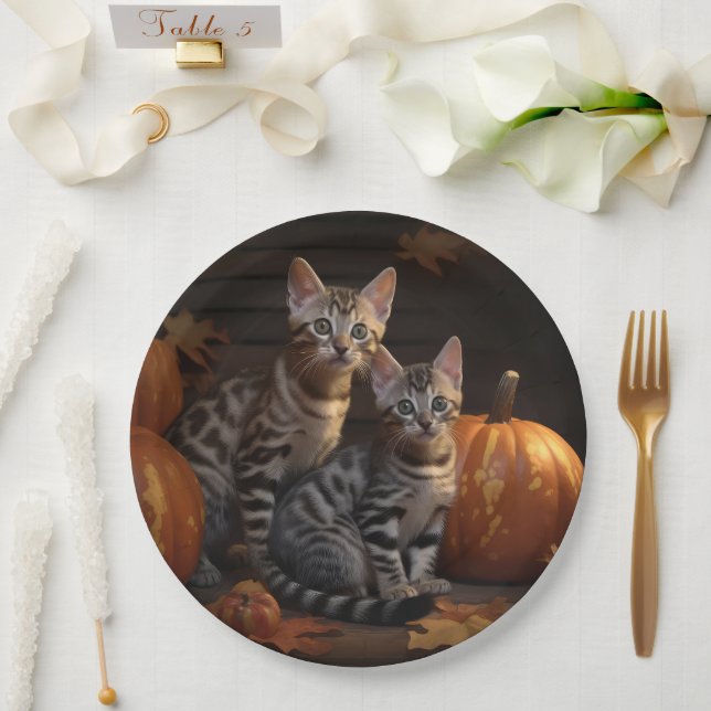 Prato De Papel Bengala Kitten Autumn Delight Pumpkin (Casamento)