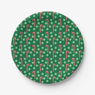 Prato De Papel Bengalas de Natal Vermelho Verde