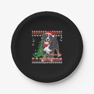 Prato De Papel Bernese Mountain Dog Camisa de Natal Feia