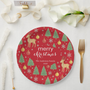 Prato De Papel Berrendas de Aquarela e Árvore de Natal -