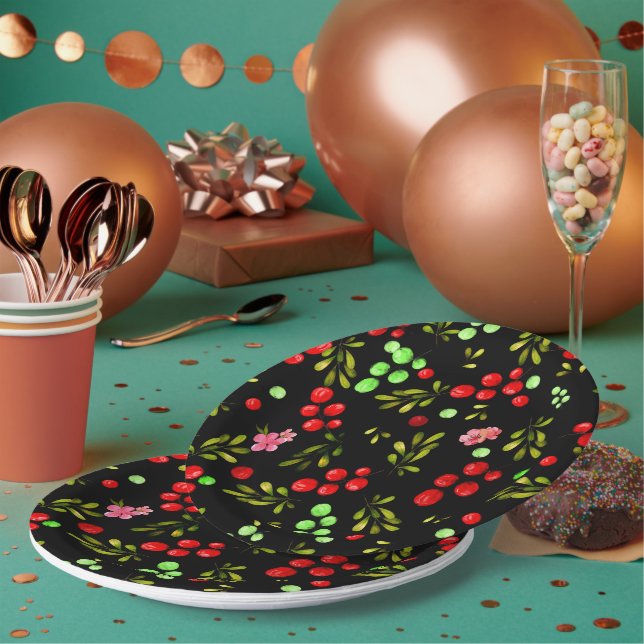 Prato De Papel Berries Pattern (Múltiplo)