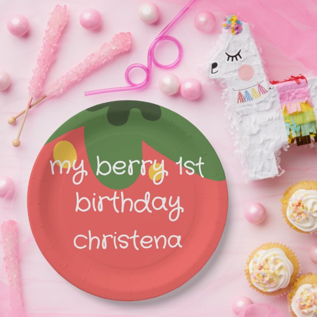 Prato De Papel Berry First Birthday (Festa)