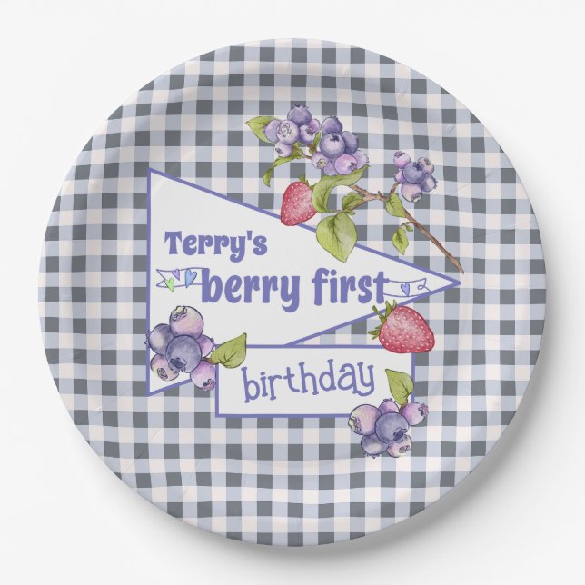 Prato De Papel Berry First Birthday (Frente)