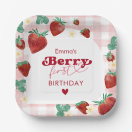 Prato De Papel Berry First Birthday Girl primeiro aniversario Str