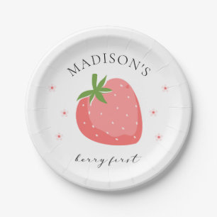 Prato De Papel Berry First Birthday Paper Plates Strawberry Party