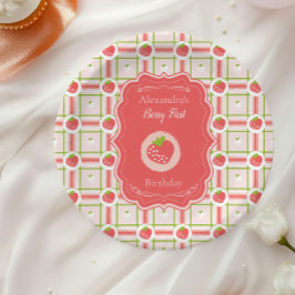 Prato De Papel Berry First Birthday primeiro aniversario