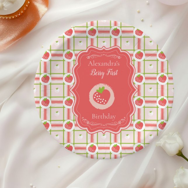 Prato De Papel Berry First Birthday primeiro aniversario (Criador carregado)