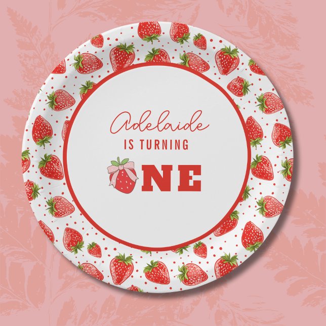Prato De Papel Berry First Birthday primeiro aniversario Strawber (Criador carregado)