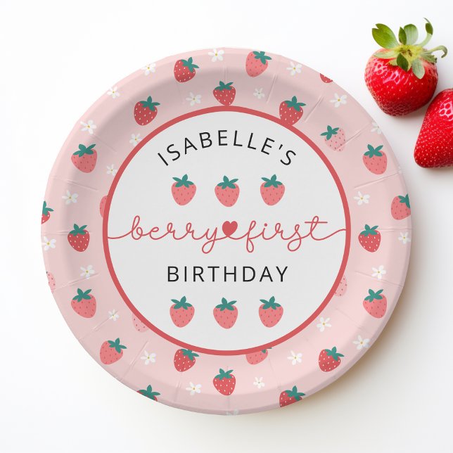 Prato De Papel Berry First Birthday primeiro aniversario Strawber (Criador carregado)