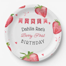 Prato De Papel Berry First Birthday Strawberry