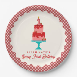 Prato De Papel Berry First Birthday Strawberry Cake