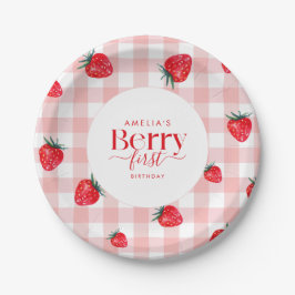 Prato De Papel Berry First Birthday Strawberry Girl