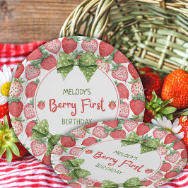 Prato De Papel Berry First Birthday Strawberry Party