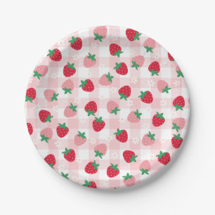 Prato De Papel Berry First Birthday Strawberry Party Plates
