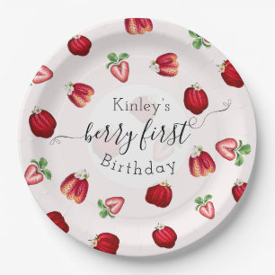 Prato De Papel Berry First Birthday Wild Strawberry Shortcake