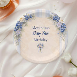 Prato De Papel Berry First Blue Garden Party 1st Birthday