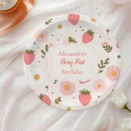 Prato De Papel Berry First | primeiro aniversario de morango