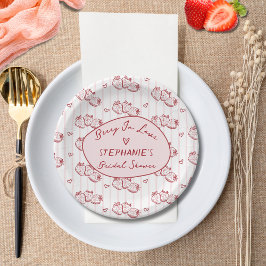 Prato De Papel Berry In Love Pink Red Strawberry Bridal Shower