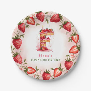 Prato De Papel Berry primeiro aniversario Plate - Letra F Cake De