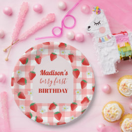 Prato De Papel Berry Primeiro Aniversário Strawberry Primeiro 1 r