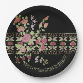 Prato De Papel Berry Shade Floral Elegante