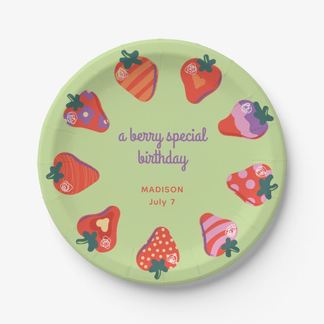 Prato De Papel Berry Special Strawberry Aniversário - Kiwi (Frente)