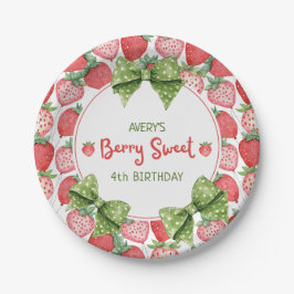 Prato De Papel Berry Sweet 4th Birthday Strawberry Party
