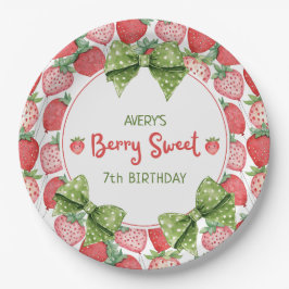 Prato De Papel Berry Sweet 7th Birthday Strawberry Party