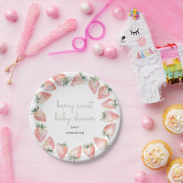 Prato De Papel Berry Sweet Baby Shower Strawberry Party