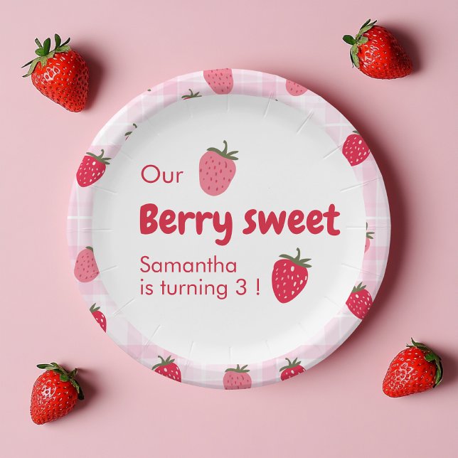 Prato De Papel Berry Sweet Birthday com Morango (Criador carregado)