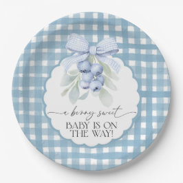 Prato De Papel Berry Sweet Blueberry Gingham Baby Shower