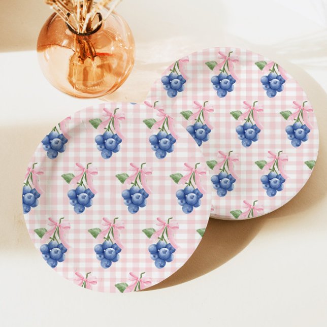 Prato De Papel Berry Sweet blueberry primeiro aniversario Rosa Gi (Criador carregado)