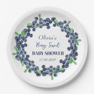 Prato De Papel Berry Sweet Chá de fraldas Blueberry Baby Boy
