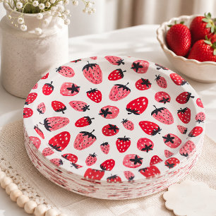 Prato De Papel Berry Sweet Chá de fraldas Paper Plates Strawberry