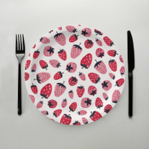 Berry Sweet Chá de fraldas Paper Plates Strawberry
