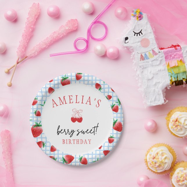 Prato De Papel Berry Sweet Primeiro Aniversário (Festa)