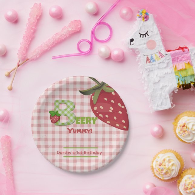Prato De Papel Berry Sweet Strawberry Birthday Plate (Festa)