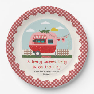 Prato De Papel Berry Sweet Strawberry Camper Chá de fraldas