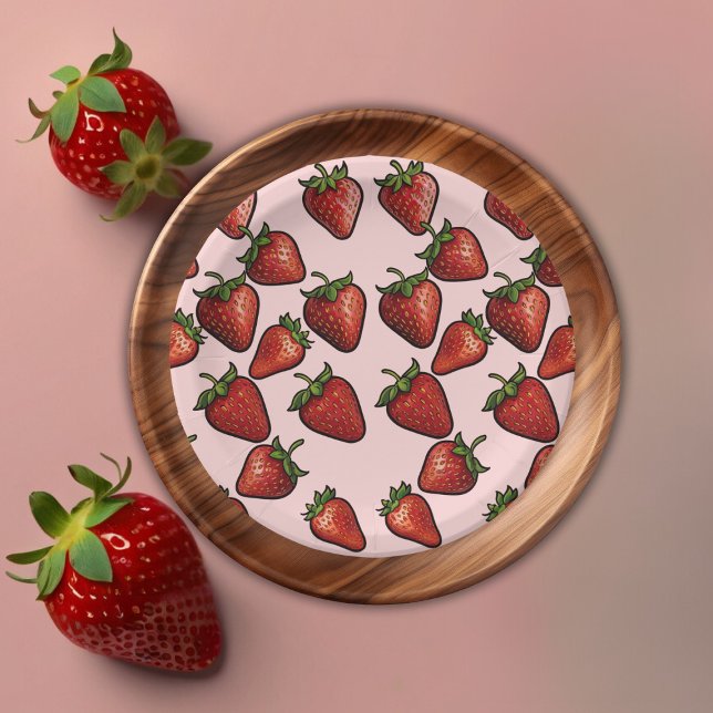 Prato De Papel Berry Sweet Strawberry Heart Chá de fraldas (Criador carregado)