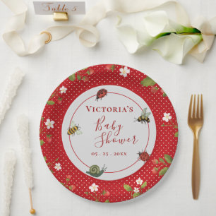 Prato De Papel Berry Sweet Strawberry Watercolor Baby