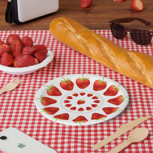 Prato De Papel Berrylicious Strawberries Strawberry Circles Party (Piquenique)