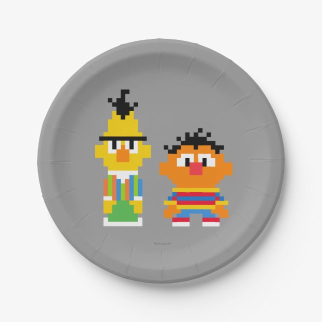 Prato De Papel Bert e Ernie Pixel Art (Frente)