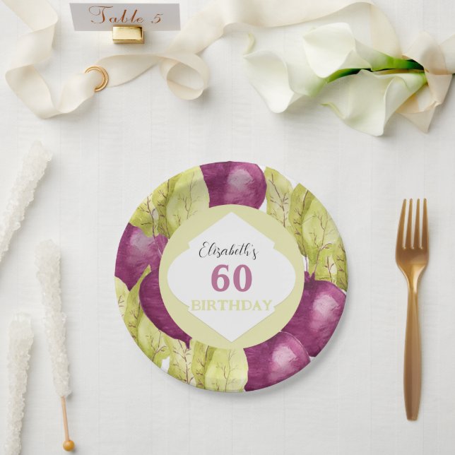 Prato De Papel Besouro Roxo Torto Aquarela Arte Personalizada (Casamento)