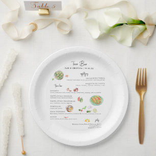 Prato De Papel Bespoke Ilustrado Taco Bar Wedding Menu